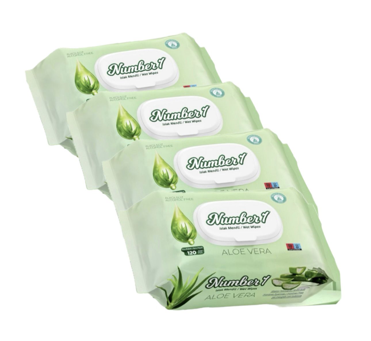 Number 1 Aloe Vera Feuchttücher 4er-Paket